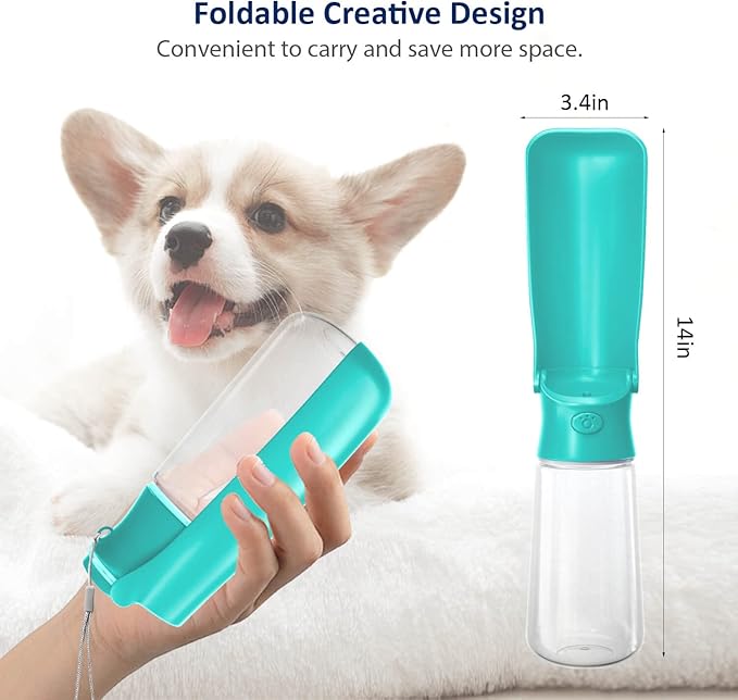 WePet Foldable Portable Dog Water Bottle Puppy Water Dispenser with Drinking Feeder, 19 OZ, High-temperature Resistant Leak Proof for Pets Outdoor Walking, Hiking, Travel, Food Grade Plastic BPA Free