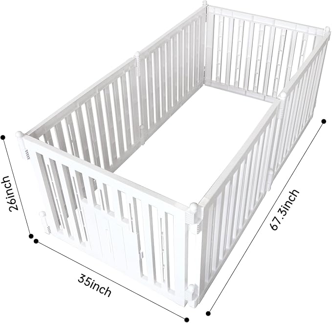 RIZZARI Foldable Plastic Dog Playpen, 6 Panels Pet Fence with Doors for Small Cats and Dogs, Portable Pet Barrier for Indoor and Outdoor, Easy to Assemble (Six panels with door)