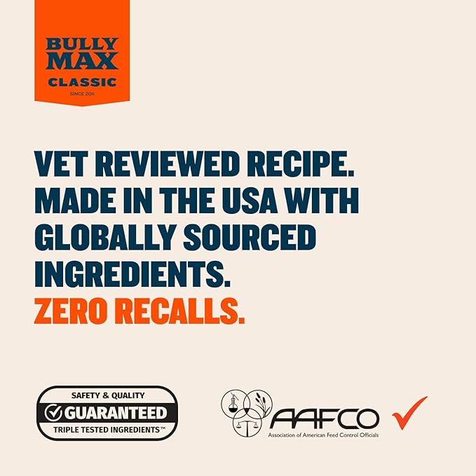 Bully Max Classic Fresh Catch Dry Dog Food - Slow-Cooked, Natural Chicken, Rice & Fish Recipe - Nutrient-Rich Large Kibble Wholesome Puppy & Dog Food - 12 lbs