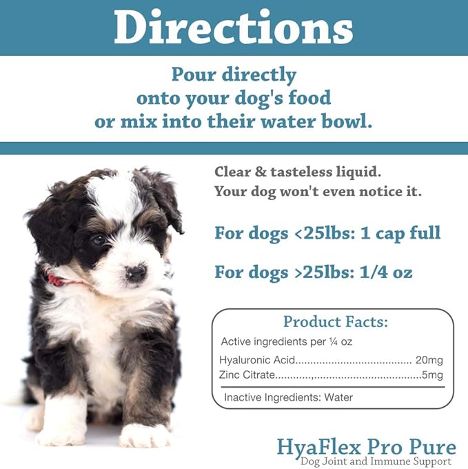 Canine Hyaluronic Acid + Zinc by Hyalogic - Joint & Immune Support, HyaFlex Pro Pure 8oz - Liquid Oral HA Dog & Pet Supplement
