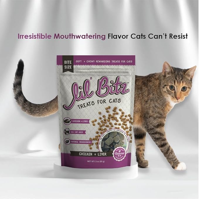 Lil' Bitz training Treats for Cats (3 Pack, All Cat Sizes - Chicken & Liver)