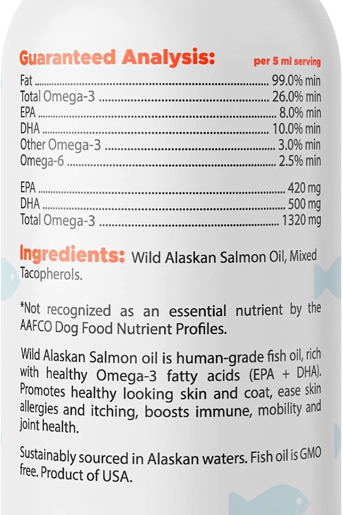 Omega 3 Fish Oil for Dogs (32oz) - Skin & Coat Health - Dry & Itchy Skin Relief + Allergy Support - Shiny Coat - EPA&DHA Fatty Acids - Salmon Oil Promotes Heart, Hip & Joint Support