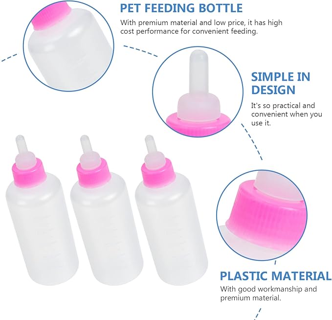 GANAZONO 3Pcs Pet Feeding Bottle Kitten Bottles Kitten Milk Replacer Puppy Milk Feeder Milk Feeder Animal Milk Bottles Lamb Bottles for Pet Cat Dog Sheep