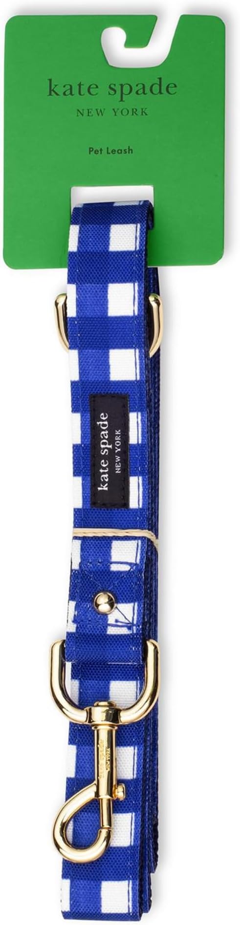 Kate Spade New York 6ft Dog Leash, Heavy Duty Leash for Female or Male Dogs, Cute Pet Leash with Gold Metal Hardware, Long Dog Lead for Medium and Large Breeds (Navy Gingham)