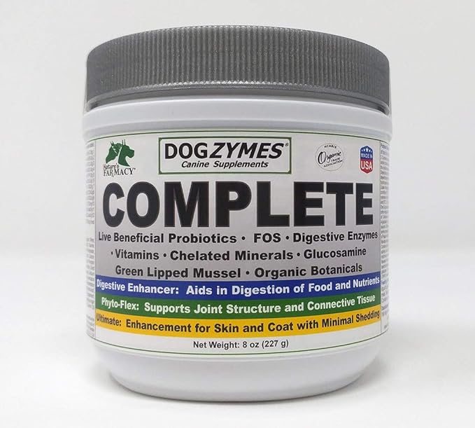 Dogzymes Complete - Probiotics, prebiotics, Glucosamine, Chondroitin, MSM and Hyaluronic Acid, complete skin and coat care (8 ounce)
