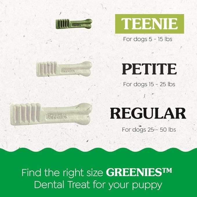 Greenies Puppy Teenie Size Natural Dental Dog Treats, 12 oz. Pack (43 Treats)