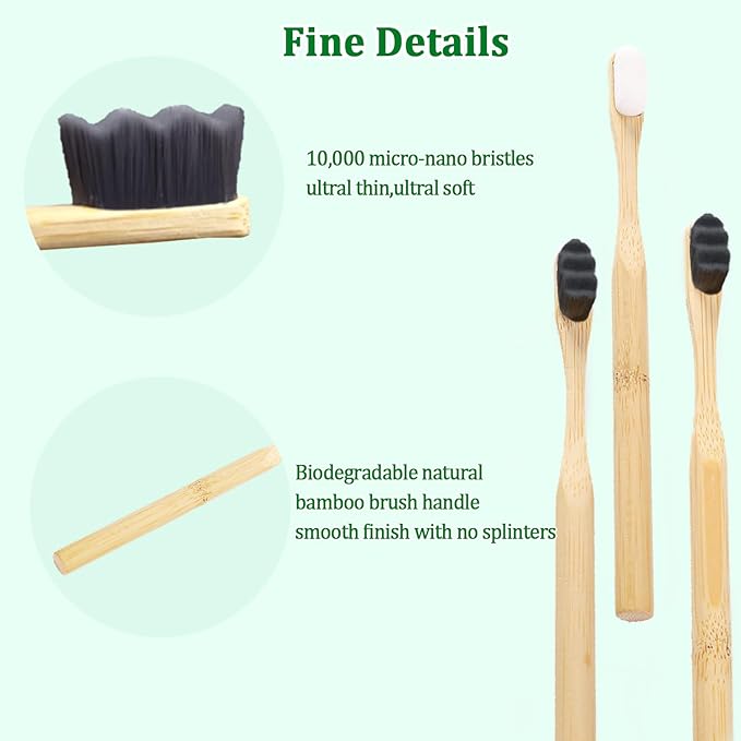 JGocot 3Pack Dog Toothbrush, |Ultra Soft Micro Nano Bristle| Pet Toothbrush for Sensitive Gum&Teeth,Eco-Friendly Natural Dog Bamboo Toothbrush Dog Dental Care Kit for Medium/Large Breed Dogs