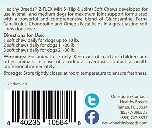 Healthy Breeds Dachshund Z-Flex Minis Hip and Joint Support Soft Chews 60 Count