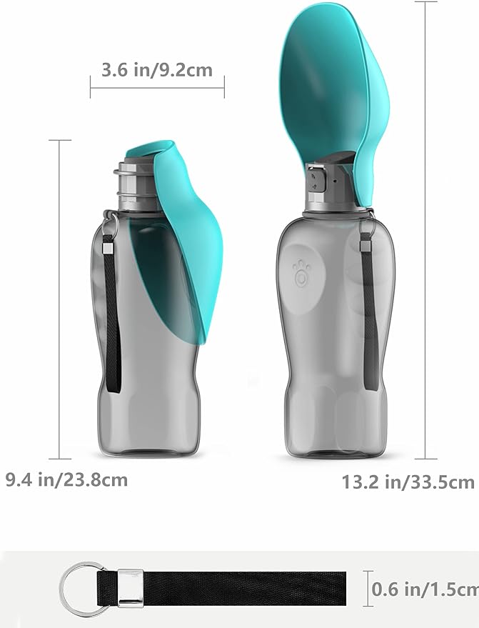 Kalimdor Dog Water Bottle, Leak Proof Portable Puppy Water Dispenser with Drinking Feeder for Pets Outdoor Walking, Hiking, Travel, Food Grade Plastic (27oz Blue)