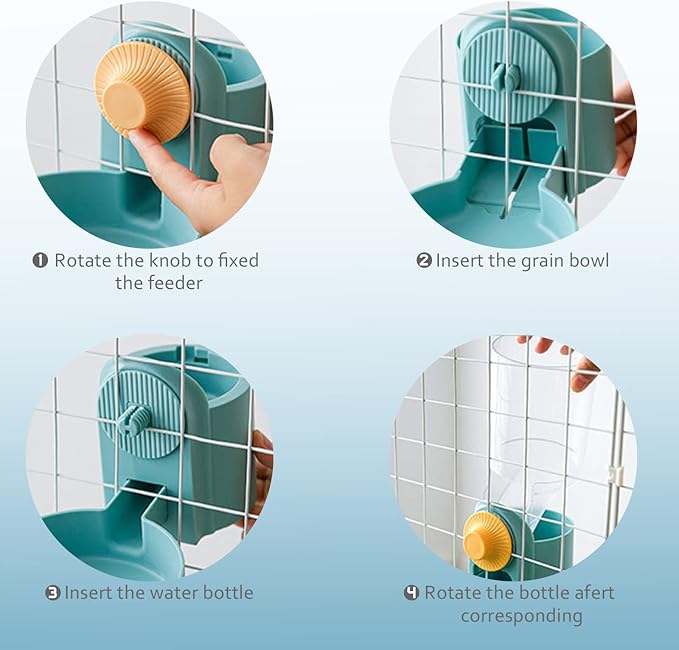 Anti-Spill Automatic Pet Food Water Dispenser, Blue, 1L, Plastic, for Ferret, Guinea Pig, Cat, Dog