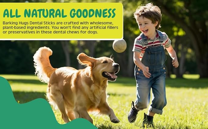 Dental Sticks - Natural Dog Dental Treats for Fresh Breath & Clean Teeth, All Natural dog breath freshener Dogs, No grain or fillers, with Peppermint Oil