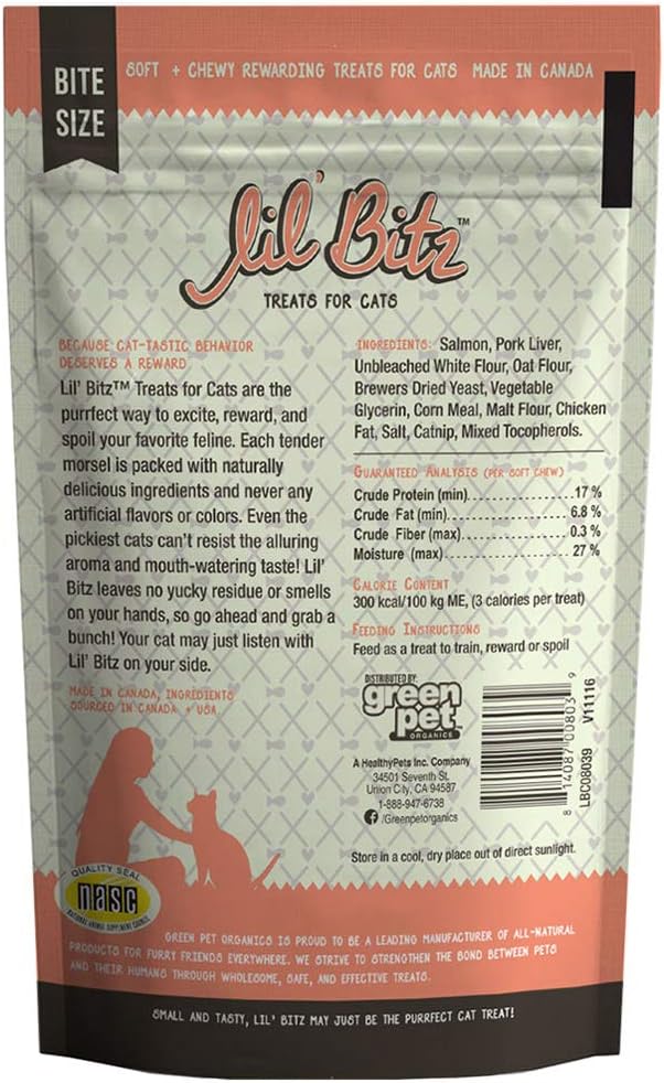 Lil' Bitz training Treats for Cats (1 Pack, All Cat Sizes - Salmon & Liver)