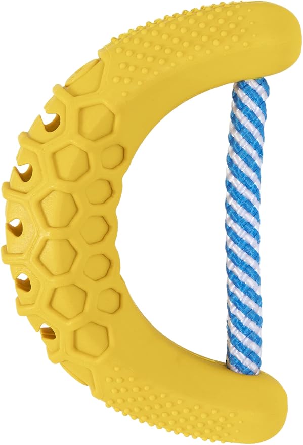 JW Pet CHEW-EE Dental Dog Chew Toy; Cleans Your Pet's Teeth and Gums As They Play; Add Their Favorite Flavors, Banana,Yellow