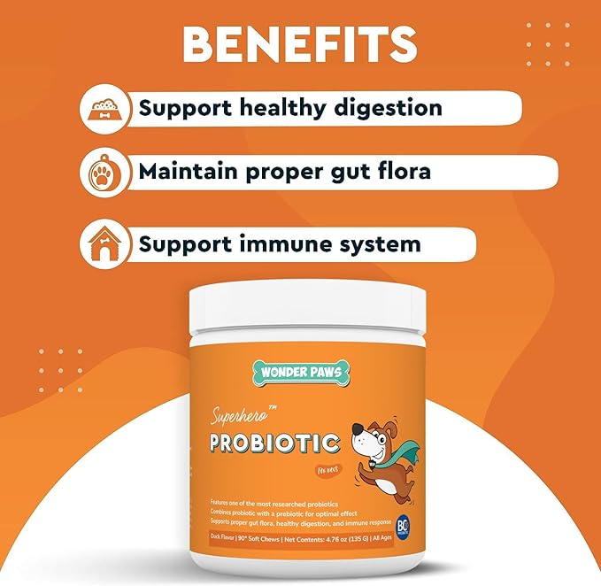 Probiotics for Dogs – Daily Probiotic Supports Gut Health, Digestion, Gas, Bloating, Constipation, Stomach Relief & Immune Support - With Natural Probiotic & Prebiotic – 90 Probiotic Chews