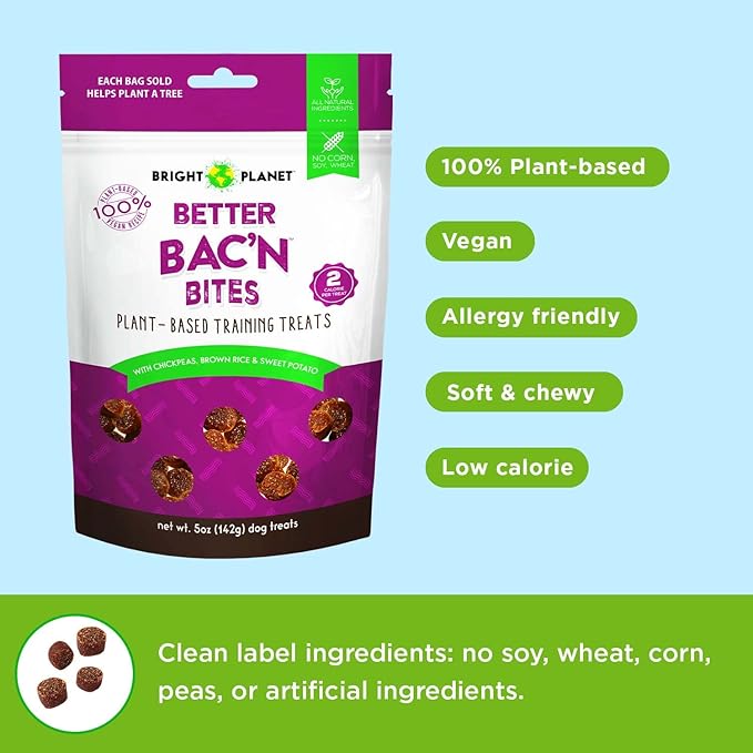 | Plant-Based Vegan Training Treats - 5oz | Sustainable Natural Clean Label Hypoallergenic Allergy-Friendly | Low-Calorie Soft Veggie Dog Treats | Made in USA (Better Bac'n)…