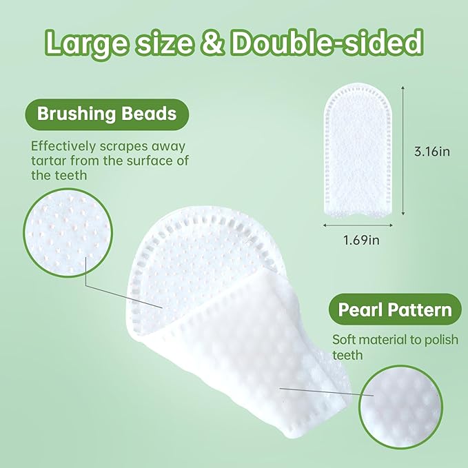 Teeth Cleaning for Dogs & Cats - Dental Care Finger Wipes to Remove Bad Breath - Pet Toothbrush Plaque and Tartar Remover - Tooth Brushing Kit (50 Count)