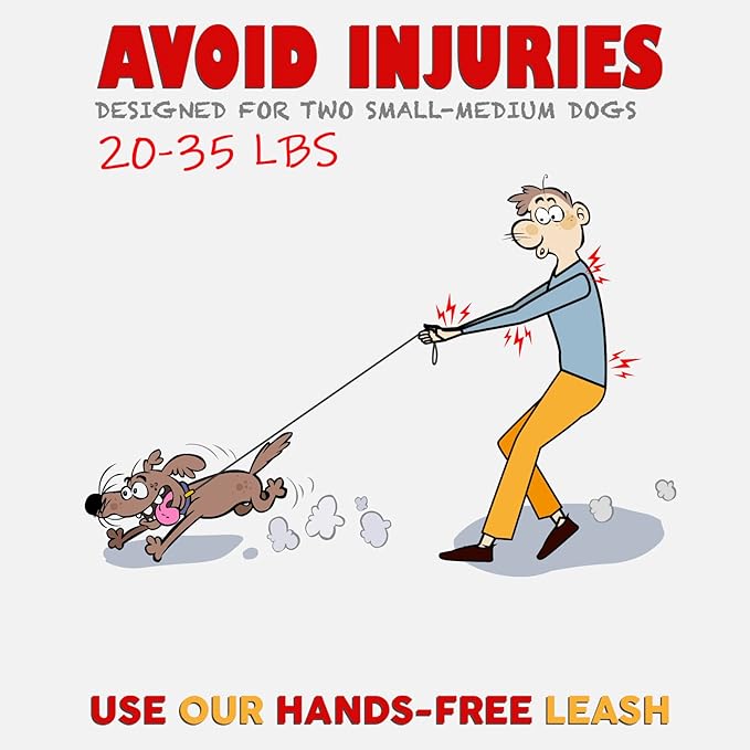Exquisite Double Dog Leash for Small Dogs | Two Dog Leash Coupler | 2 Way Dog Leash | Double Hook Dog Leash | Dual Dog Leash Tangle Free Medium Dogs | Split Dog Leash | 2 Point Control Dog Leash