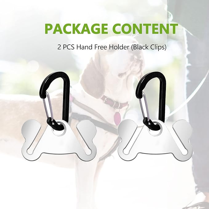 2PCS Dog Poop Bag Holder, Waste Holder for Dispenser Carrier, Hand Free Metal