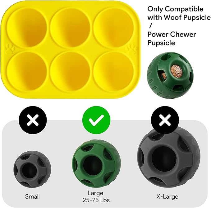 6 Cavities Dog Treat Molds with Lid Compatible with Woof Pupsicle and Power Chewer Pupsicle, Silicone Molds for Dog Frozen Treats, Reusable Tray for Making Refill Treats for Pupsicle Toy (2Pcs)