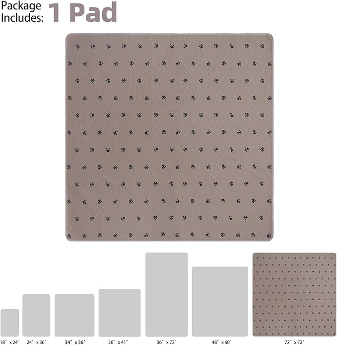 PUPTECK Washable Pee Pads for Dogs - 1 Packs Waterproof Reusable Puppy Potty Training Pads Whelping Mat 72" x 72â- Fast Absorption Non-Slip Pet Food Feeding Mat, Extra Large