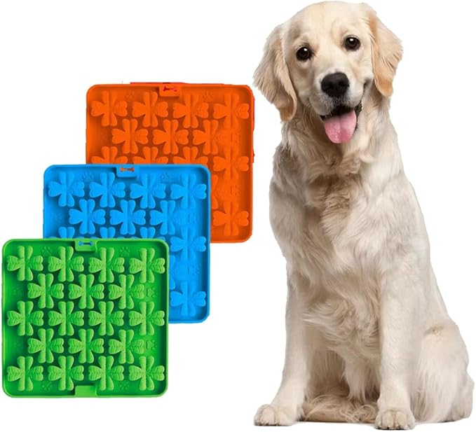 Lick Mat for Dogs Cats, Slow Feeder Pad, Dog Lick Mat, Food-Grade Silicone Treat Pad, Dry Wet Food Mat, Smell Training Slow Eating for Dogs and Cats, Boredom Anxiety Relief
