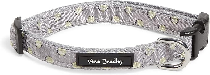 Vera Bradley Women's Recycled Lighten Up Water-repellent Adjustable Pet Collar, Tennis Ball Dots, Small