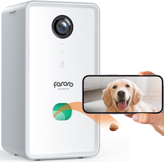 faroro Dog Camera with Treat Dispenser, 5G WiFi Pet Camera with Two Way Audio and 1080P Full HD Night Vision for Treat Tossing and Monitoring Your Pet Remotely