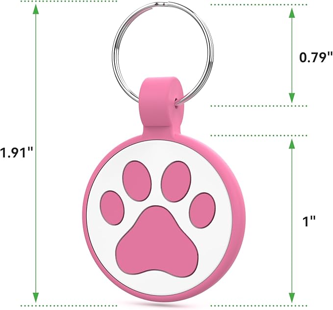 QR Code Cat Tag, Modifiable Pet Online Profile Page, Multiple Emergency Contact, Silent Silicone Cat Tag, Lightweight, No Jinging, Collar Accessories, QR Cat ID Tag (Small Breeds - 1", Rose)