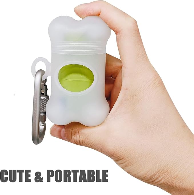 Bag Dispenser Dog Poop Bags Holder Dog Waste Bags Dispenser with Leak-Proof Green Poop Bags for Leash On The Go for Walking Dogs Outdoor (1 Holder 135 Bags, Clear)