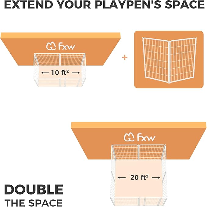 FXW Homeplus Dog Playpen Designed for Indoor Use, 45" Height for Large Dogs, WhiteâPatented