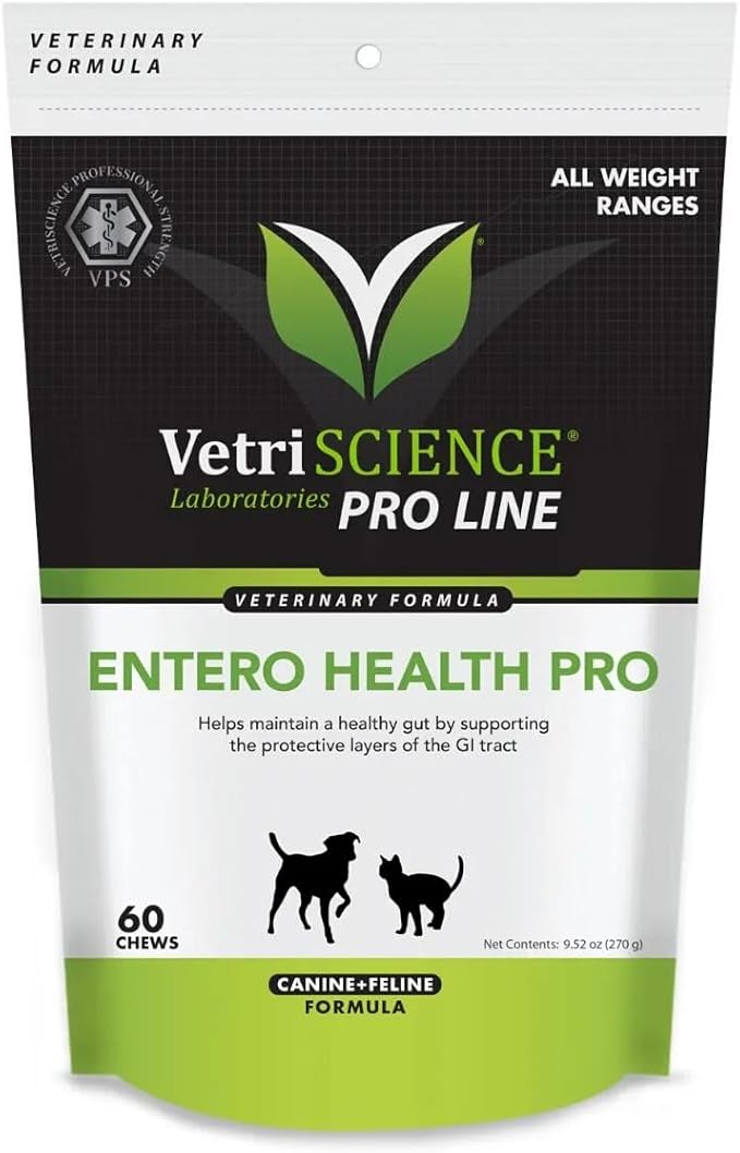 VETRISCIENCE Pro Entero Health Pro GI Supplement - Dogs + Cats, 60 Chews