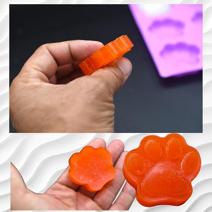 (4-Pack) Dog Paw & Bone Pink Chocolate Melt Making Silicone Mold - Treat Fondant, Hard Candy, (Oven Safe, Dishwasher Safe) Food-Grade, BPA-Free