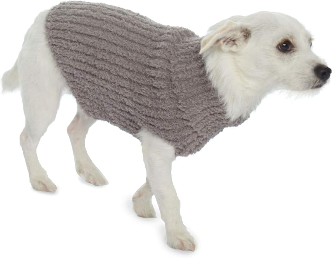 Barefoot Dreams CozyChic Ribbed Pet Sweater, Dog Clothes-Warm Gray