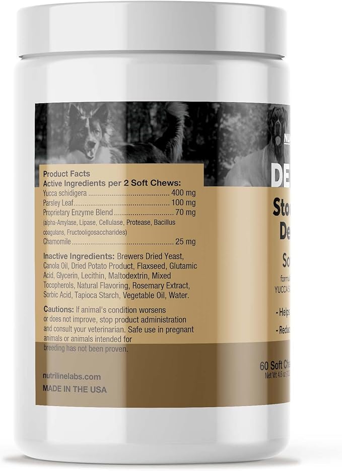 Deter-X Dog Poop Eating Deterrent - Chew Treats for Poo Eating Prevention - Yucca, Parsley, Chamomile, Digestive Enzymes, Prebiotics, Probiotics for Dogs - Puppy & Dog Stuff - 60 Bites