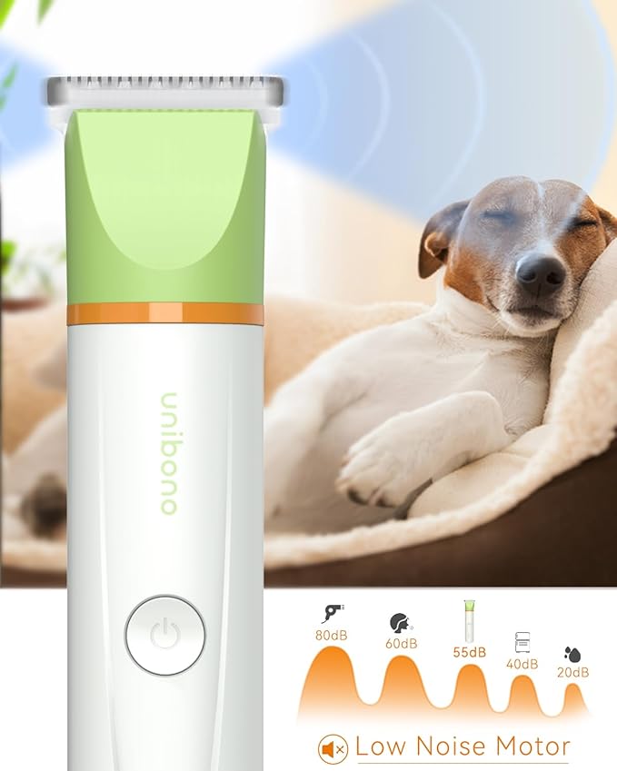 Dog Grooming Clippers Kit, All-in-One Low Noise Slient Electric Clippers Rechargeable Cordless Waterproof Small Paw Trimmer Nail Grinder Quiet Pet Shaver for Dogs Cats at Home