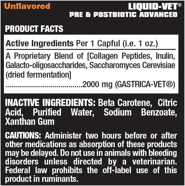 Liquid-Vet K9 Pre & PostBiotic Advanced (Allergy-Friendly Unflavored, 8oz/2Pack)