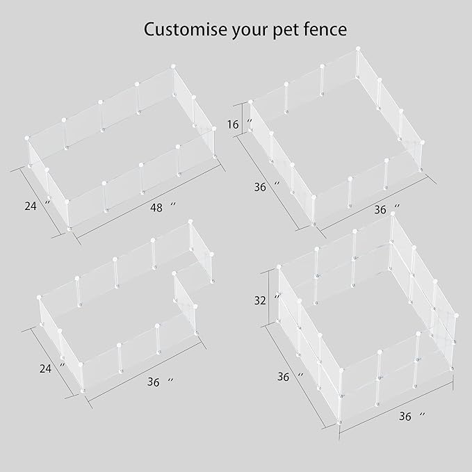 Pet Playpen Portable Small Animals Playpen, Pet Fence Yard Fence for Guinea Pigs, Bunny, Ferrets, Mice, Hamsters, Hedgehogs, Puppies, Turtles-12 Panel