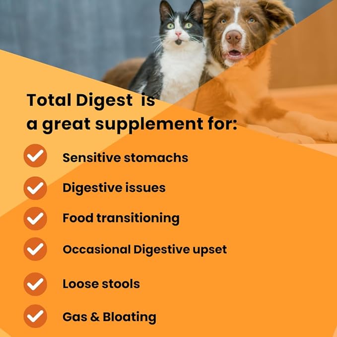 Lots of Love Total Digest - 16 0z Digestive Enzymes and Dog Probiotics Supplement - Probiotics for Dogs & Cats, Dog Gut Health Support, Immunity Support & Gas Relief