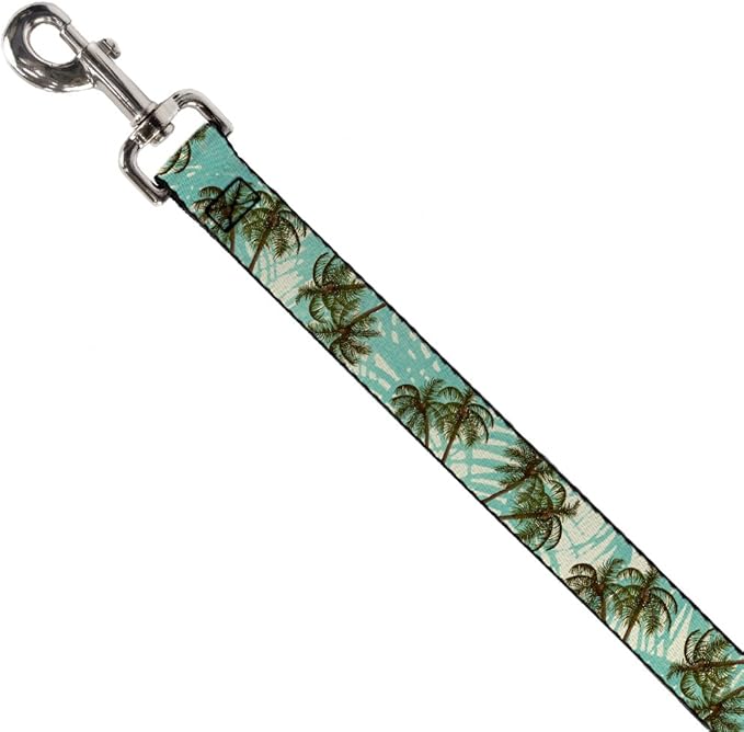 Dog Leash Palm Trees Swaying Tan Teal 4 Feet Long 1.0 Inch Wide