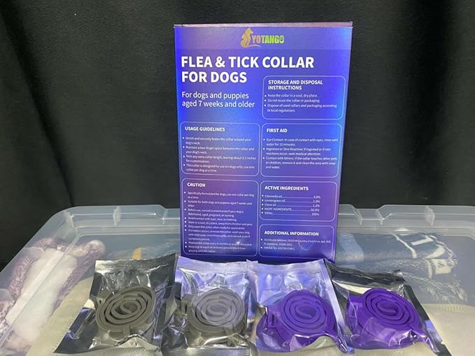 4 Pack Flea Collar for Dogs, 8 Months Flea and Tick Collar for Dogs Puppies, Flea and Tick Prevention for Dogs, Adjustable Waterproof Dog Flea Collar, Dog Flea and Tick Treatment-Gray Purple