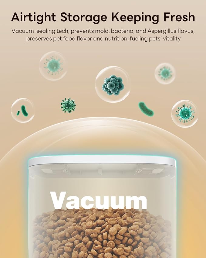 Automatic Dog Feeder for Large Breed, 15L/ 63Cups Vacuum-Sealed Storage & Timed Auto Dog Food Dispenser 2in1, Airtight 100% Freshness, Anti-blockage, Support up to 22mm Pet Food, Stainless Steel Bowl