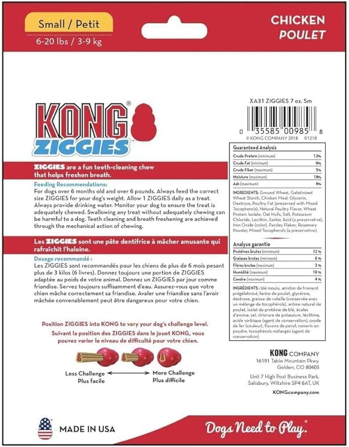 KONG Stuff'n Ziggies - Adult Dogs Original Recipe (Small - 7 oz) - Pack of 3