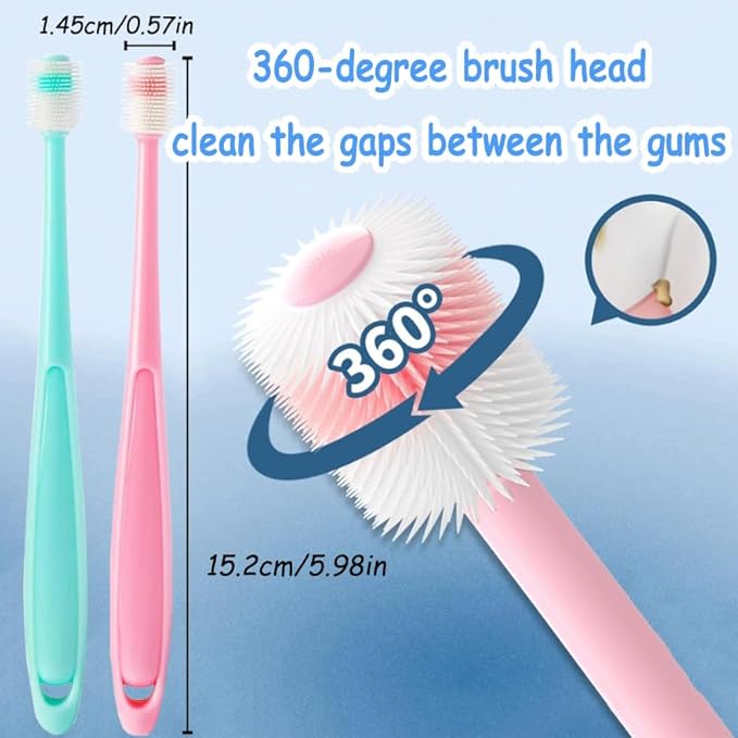 3pcs Small Dog & Cat Toothbrush, 360 cat Toothbrush with Micro Head Brush, 360-Degree Pet Toothbrush, Soft Silicone, No Harm