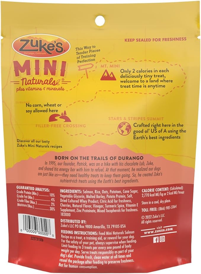 Zuke’s Mini Naturals Soft Dog Treats for Training, Soft and Chewy Dog Training Treats with Salmon Recipe