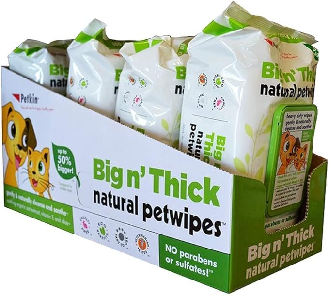Petkin Big N' Thick Natural Petwipes 100 ct