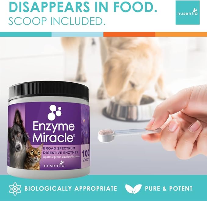 Enzymes for Cats & Dogs : Enzyme Miracle® (100 Servings) : for Digestive Stress, Pancreatic Concerns, and Healthy Weight Management.