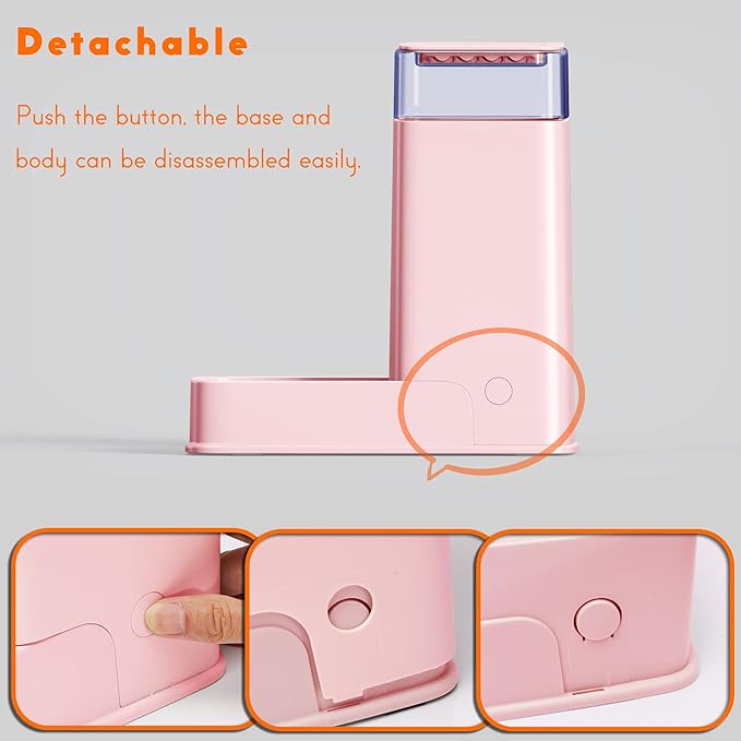 Automatic Cat Feeder and Dog Water Dispenser Set, 1 Gallon Capacity, Plastic, Pink, Suitable for Small to Big Pets