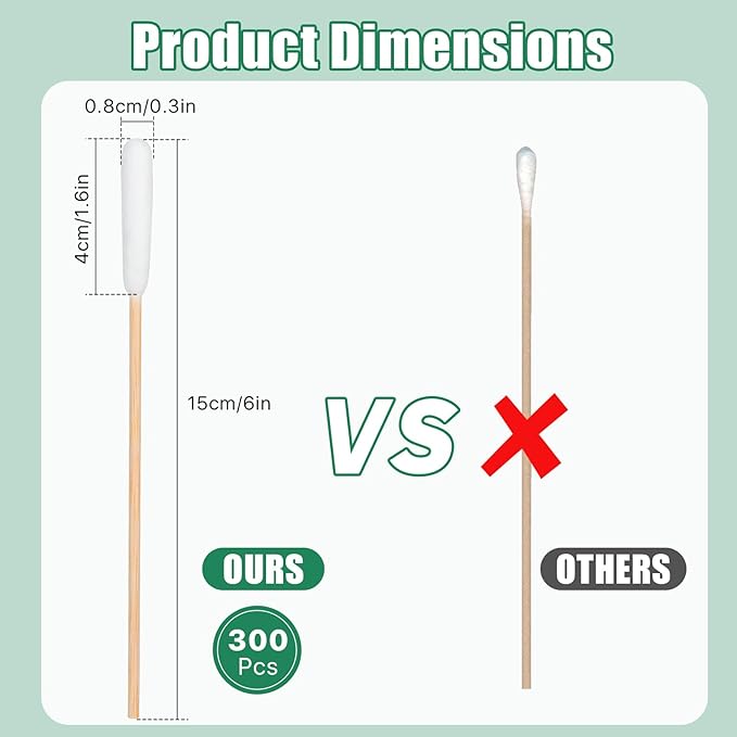 300 PCS Dog Qtips, 6 Inch Cotton Swabs for Dogs and Cats, Pet Cotton Ear Buds for Dog Ear Care, Long Bamboo Cotton Sticks for Dog Ear Cleaning Solution