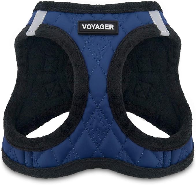 Voyager Step-In Plush Dog Harness – Soft Plush, Step In Vest Harness for Small and Medium Dogs by Best Pet Supplies - Harness (Royal Blue Faux Leather), M (Chest: 16 - 18")