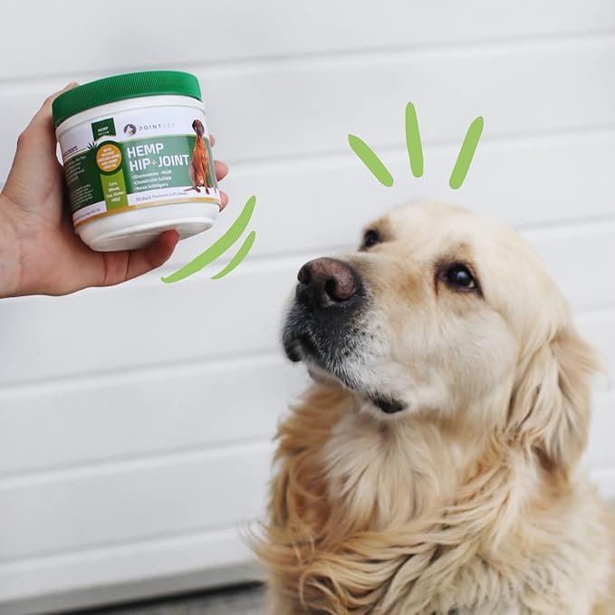Hemp Hip and Joint Supplement for Dogs with Hemp Oil, Glucosamine Chondroitin, MSM, Omega 3&6, Promotes Healthy Normal Cartilage Development and Healthy Joints